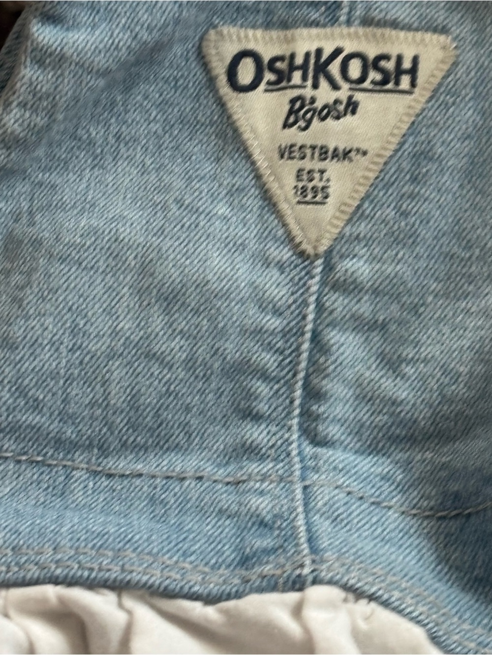 OshKosh B'gosh Light Blue Denim & White Eyelet Skirt Overalls 12M - Picture 2 of 2